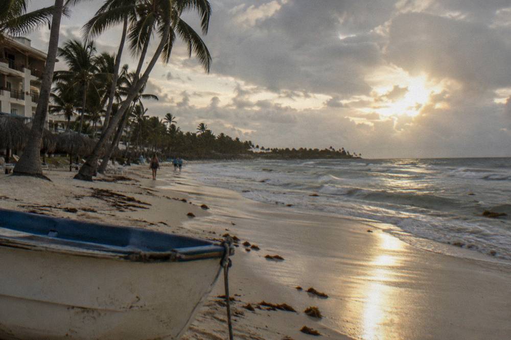 Sun breaking over the Punta Cana coastline after a passing shower